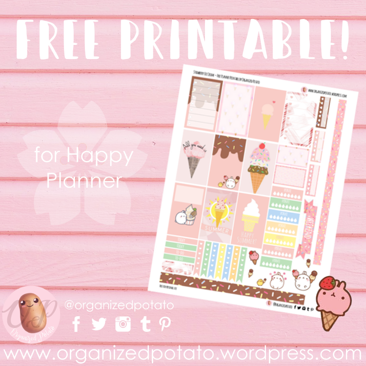 Free Planner Printable - Strawberry Ice Cream for Happy Planner Classic #planner #printable #freeprintables #plannerprintables #molang #kawaii #icecream #popsicle #summer #cute #erincondren #mambi #meandmybigideas #plannerideas #plannerinspo #plannerstickers #stickers #pink #pastel #pastelpink #freeplannerprintables #pinkicecream #strawberry #strawberryicecream
