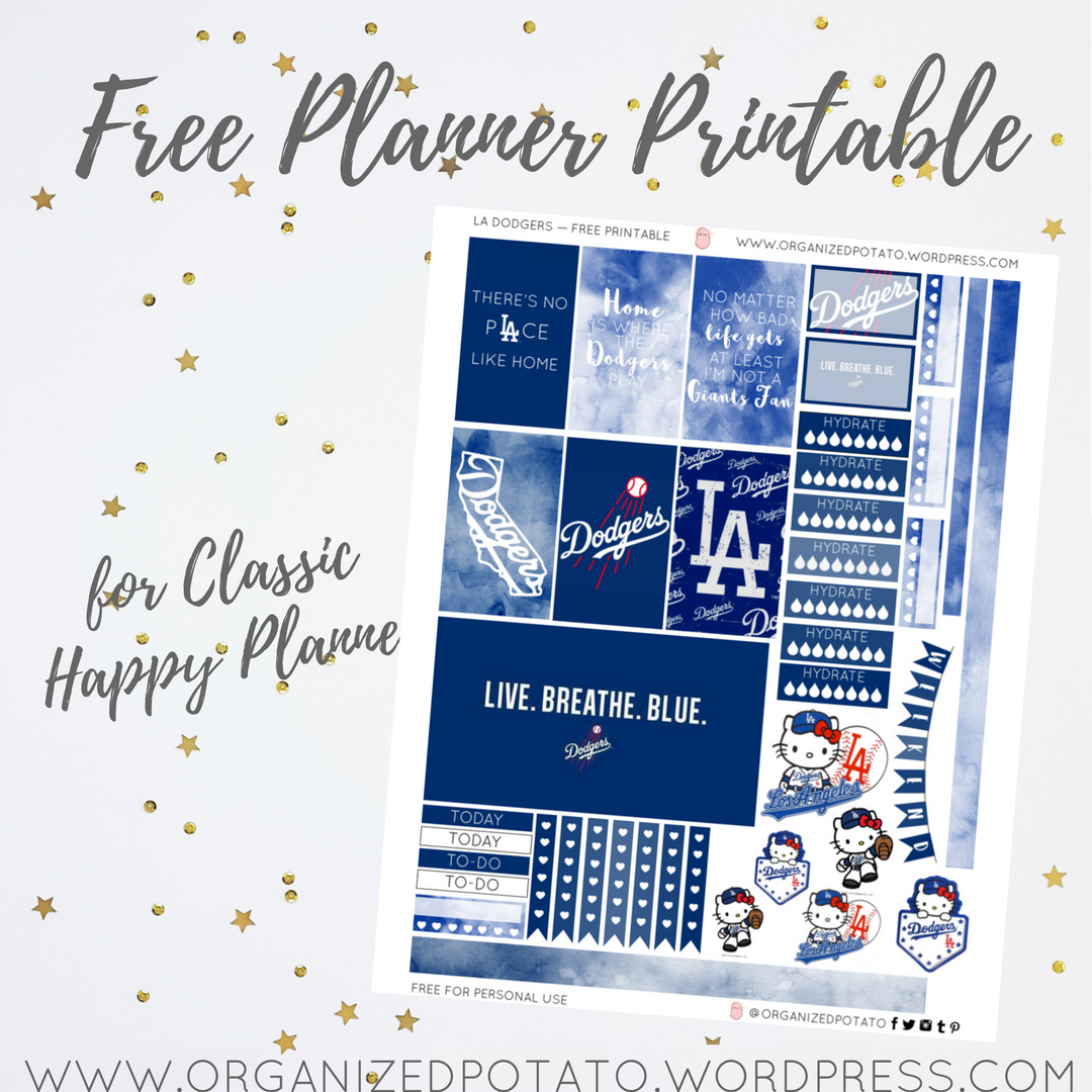 Free Planner Printable La Dodgers Organized Potato
