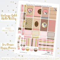 Free Planner Printable: Vintage Gold Hello Kitty